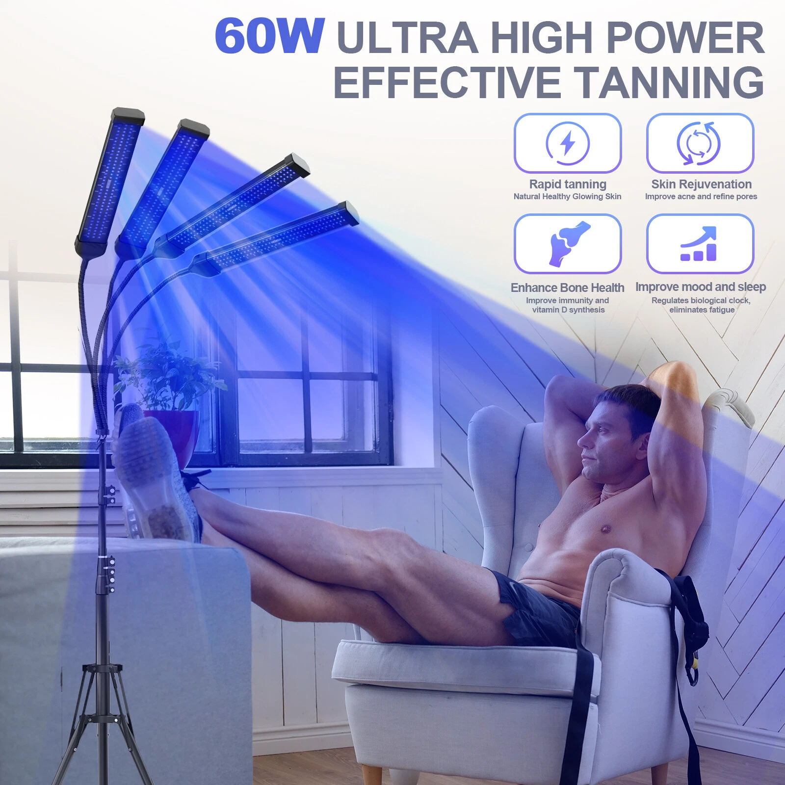 UV Tanning Lamp for Face & Bod - Light Therapy Glasses avaliação e preço