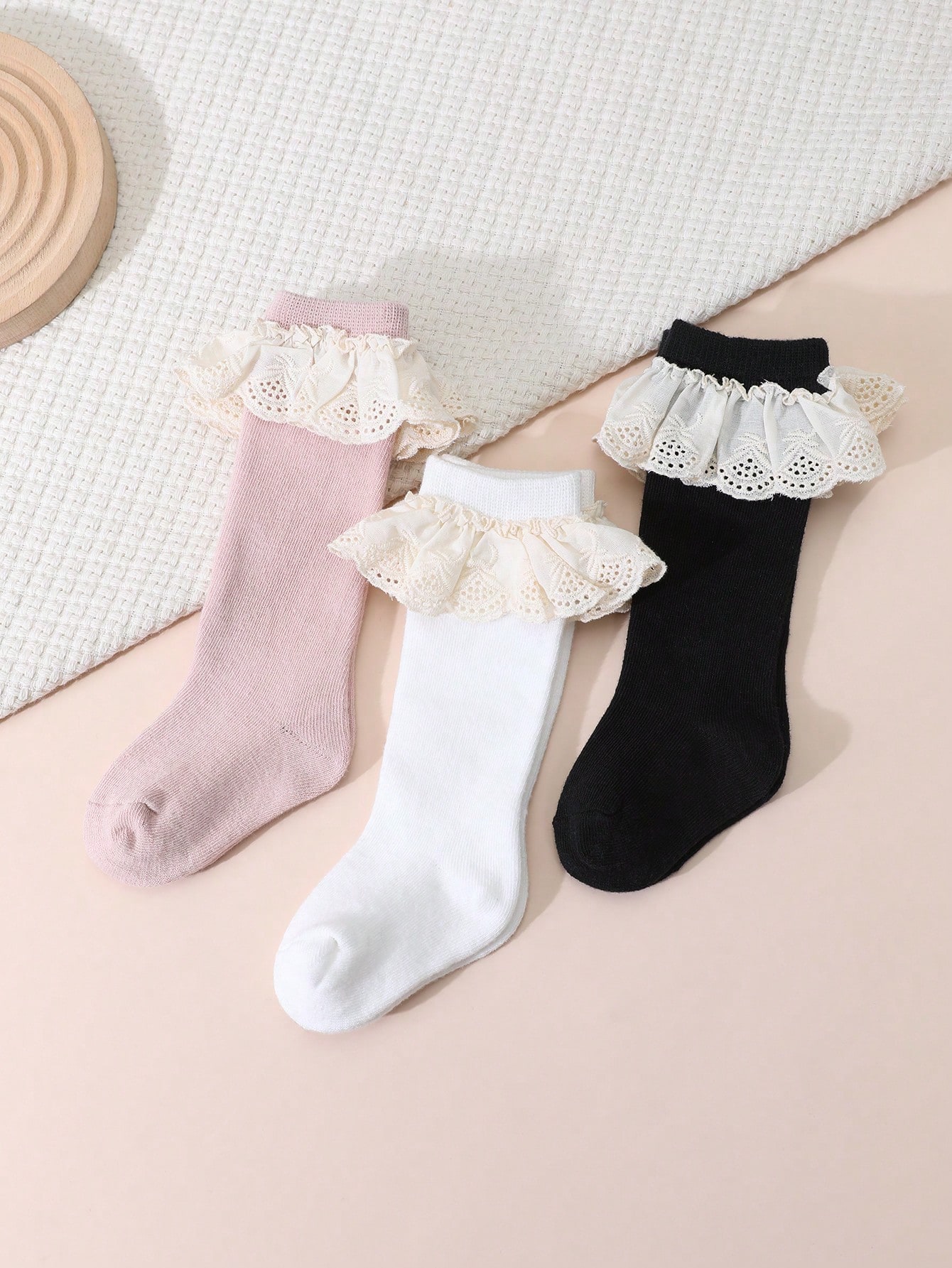 3Pairs Toddler Girls Lace Ruff - Baby Sock Oximeter avaliação e preço