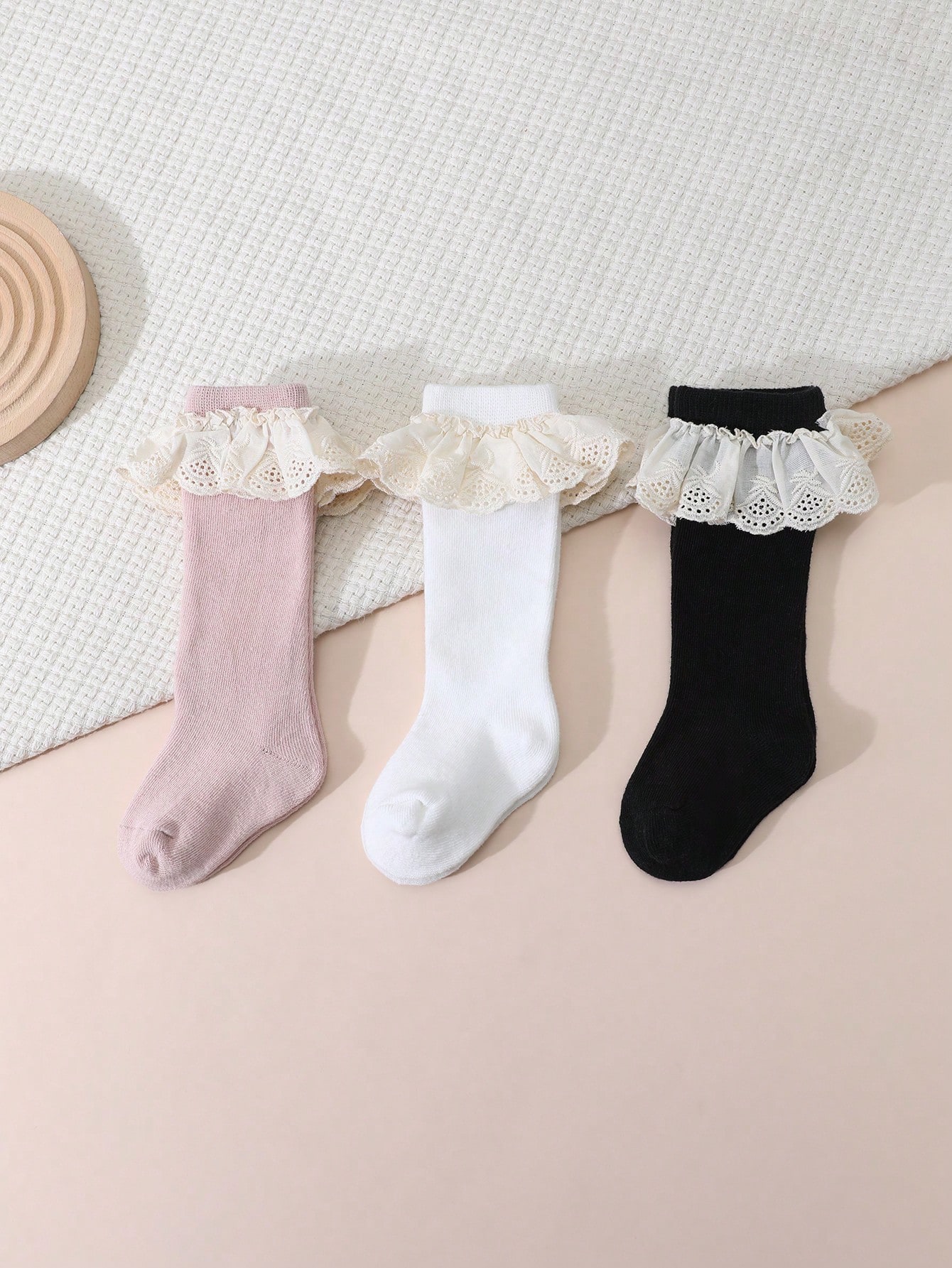 3Pairs Toddler Girls Lace Ruff - Baby Sock Oximeter avaliação e preço